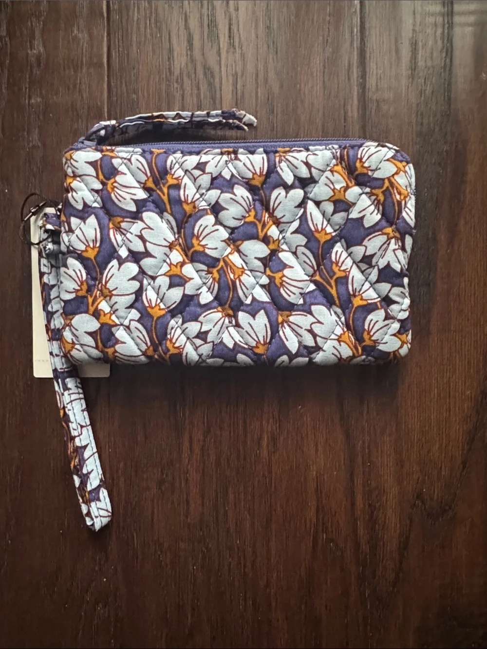 Vera Bradley Quilted Floral Wristlet in Purple, White and Orange